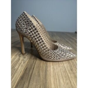 Glaze Women's Heels Size 7.5 Tan Pointed Gem Covered‎